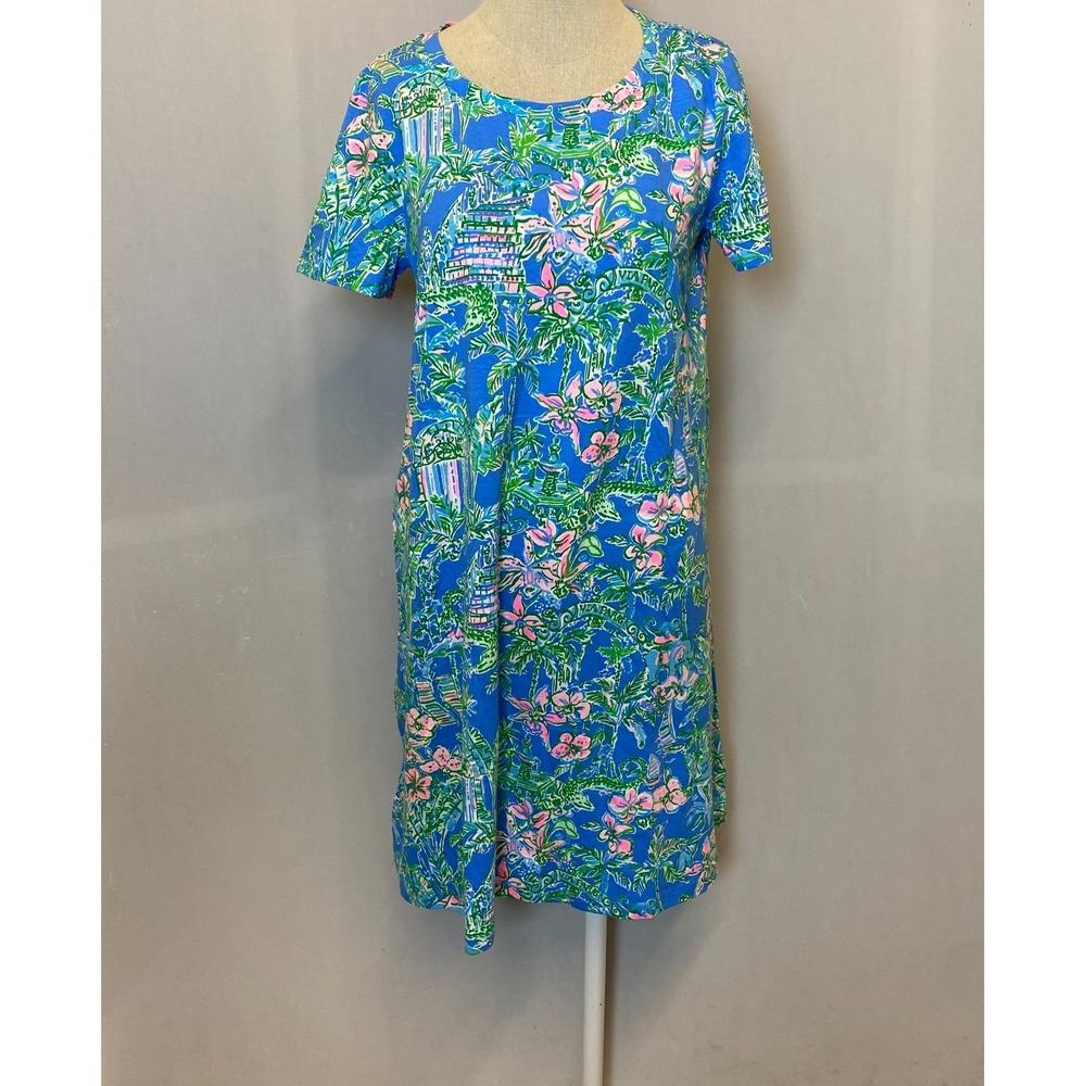 Lilly Pulitzer Dress Small Blue Cody Beneath the Bougainvillea Short Sleeve